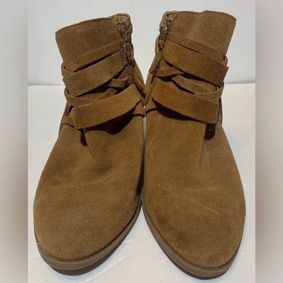Franco Sarto size 8 brown Suede booties with Buckeyes and tassels zipper side - Picture 6 of 9